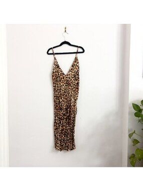 NWOT Zara Cheetah Print Satin Effect Short Slip Dress - Sz XS